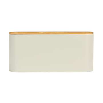 Bloomingville Metal Bread Bin With Bamboo Lid, 11.75"L x 7"H, Grey, Gray