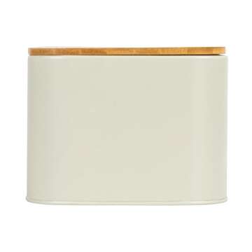 Bloomingville Metal Bread Bin With Bamboo Lid, 11.75"L x 7"H, Grey, Gray