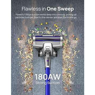 Dreo Cordless Vacuum Cleaner for Home, 25kPa 550W Strong Suction, 3000mAh Detachable Battery, Up to 60 Mins, Handheld/Stick Vacuum with Headlights, Tools for Car, Pet Hair, Carpets, Hard Floors