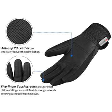 Achiou Kids Ski Gloves - Waterproof & Warm Touchscreen Gloves