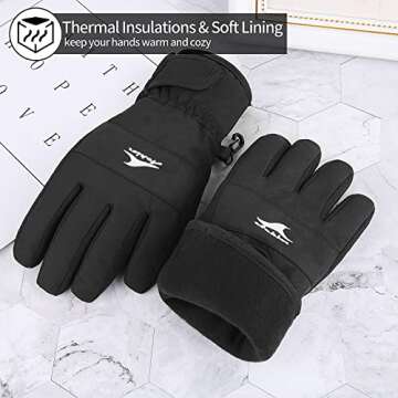 Achiou Kids Ski Gloves - Waterproof & Warm Touchscreen Gloves