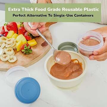 WeeSprout Baby Food Containers - Small 4 oz Containers with Lids, Leakproof & Airtight, Freezer Safe, Dishwasher Safe, Thick Food Grade Plastic, Set of 12 Baby Food Storage Containers + Color Options