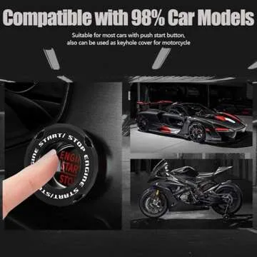 BMLYKP Fit Mandalorian Push Start Button Cover,for Mandalorian Car Accessories Engine Start Stop Button Cover for car,for Star war Motorcycle Ignition Key Switch Cover,Black. (for Mandal-B)