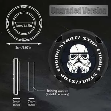 BMLYKP Fit Mandalorian Push Start Button Cover,for Mandalorian Car Accessories Engine Start Stop Button Cover for car,for Star war Motorcycle Ignition Key Switch Cover,Black. (for Mandal-B)