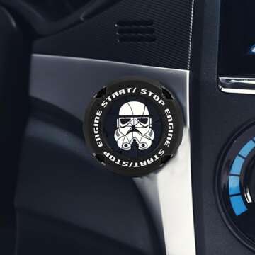 BMLYKP Fit Mandalorian Push Start Button Cover,for Mandalorian Car Accessories Engine Start Stop Button Cover for car,for Star war Motorcycle Ignition Key Switch Cover,Black. (for Mandal-B)