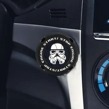BMLYKP Fit Mandalorian Push Start Button Cover,for Mandalorian Car Accessories Engine Start Stop Button Cover for car,for Star war Motorcycle Ignition Key Switch Cover,Black. (for Mandal-B)