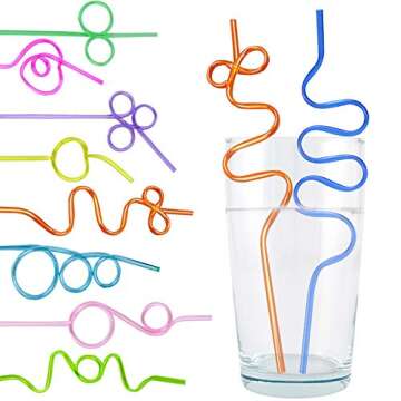 Tomnk Crazy Straws - Colorful Reusable Drinking Straws 60pcs