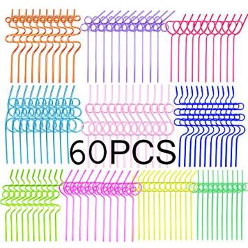 Tomnk Crazy Straws - Colorful Reusable Drinking Straws 60pcs