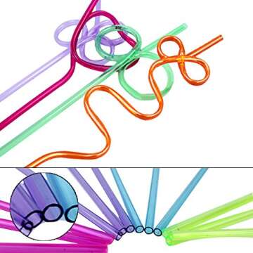 Tomnk Crazy Straws - Colorful Reusable Drinking Straws 60pcs