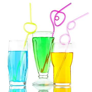 Tomnk Crazy Straws - Colorful Reusable Drinking Straws 60pcs