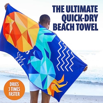 Sun Ninja Microfiber Beach Towel - Compact, Sand Free, Quick Dry