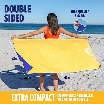 Sun Ninja Microfiber Beach Towel - Compact, Sand Free, Quick Dry
