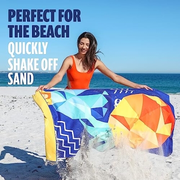 Sun Ninja Microfiber Beach Towel - Compact, Sand Free, Quick Dry