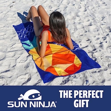 Sun Ninja Microfiber Beach Towel - Compact, Sand Free, Quick Dry