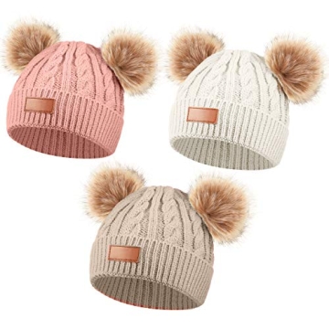 Geyoga Kids Toddler Winter Pompom Hat - Cozy Knitted Beanie Set for Ages 1-3