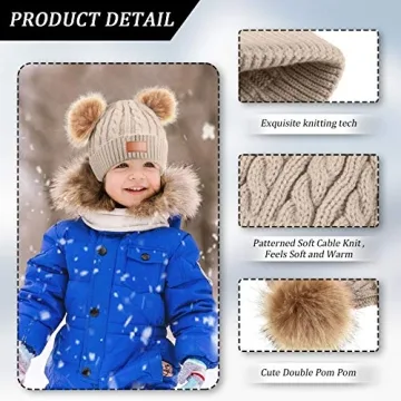 Cute Geyoga Toddler Winter Pompom Beanie Hats