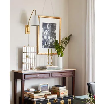 JEENKAE Brass Plug-in Wall Sconces Set of Two with Shade