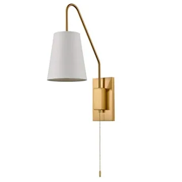 JEENKAE Brass Plug-in Wall Sconces Set of Two with Shade
