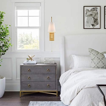 JEENKAE Brass Plug-in Wall Sconces Set of Two with Shade