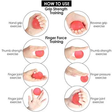 PBPBOX Hand Therapy Balls, Therapy Hand Exercise Grip Balls Kit, Finger & Grip Strengthening, Rehabilitation, Squeeze Stress Relief Balls, Set of 5