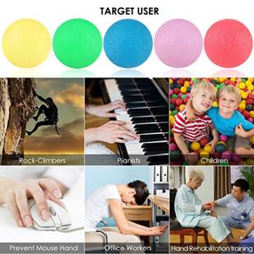 PBPBOX Hand Therapy Balls, Therapy Hand Exercise Grip Balls Kit, Finger & Grip Strengthening, Rehabilitation, Squeeze Stress Relief Balls, Set of 5