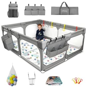 Extra Large Baby Playpen with Mat - Safe, Non-Toxic & Portable for Indoor/Outdoor Fun