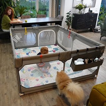 Large Safe Baby Playpen with Mat Non-Toxic Indoor Outdoor