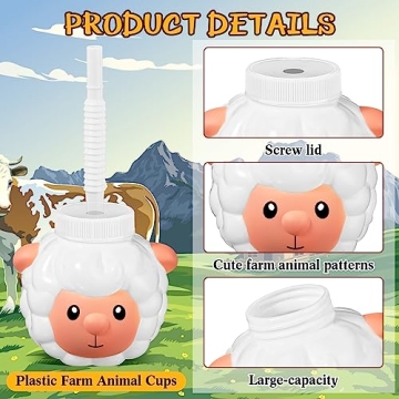 Roshtia 12 Sets Fun Farm Animal Cups for Kids Parties