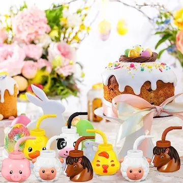 Roshtia 12 Sets Fun Farm Animal Cups for Kids Parties