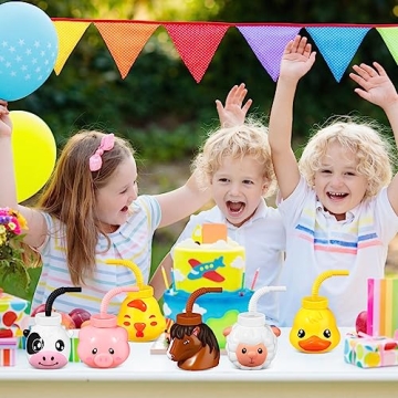 Roshtia 12 Sets Fun Farm Animal Cups for Kids Parties