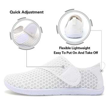 Lisdwde Womens and Mens Water Shoes Breathable Quick Dry Soft Barefoot Aqua Socks for Pool Swimming Beach Sand Diving Walking Pure White Size 11-12 Women/9-10 Men