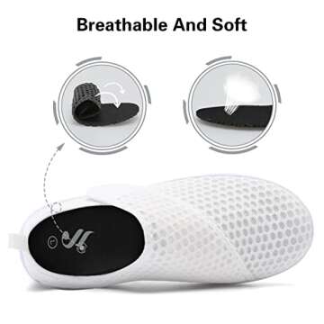 Lisdwde Womens and Mens Water Shoes Breathable Quick Dry Soft Barefoot Aqua Socks for Pool Swimming Beach Sand Diving Walking Pure White Size 11-12 Women/9-10 Men