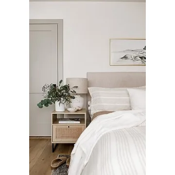 Mina Rattan Wood End Side Table with Storage Oak Black