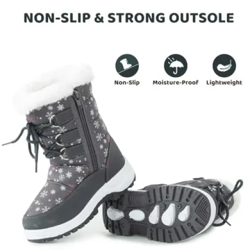 Apakowa Kids Girls Insulated Fur Winter Warm Snow Boots (Toddler/Little Kid)