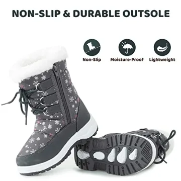 Apakowa Kids Girls Insulated Fur Winter Warm Snow Boots (Toddler/Little Kid)