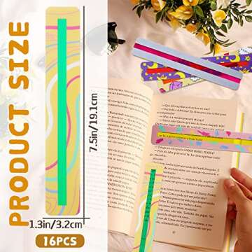16 Piece Guided Reading Highlight Strips - Colorful Bookmarks for Dyslexia
