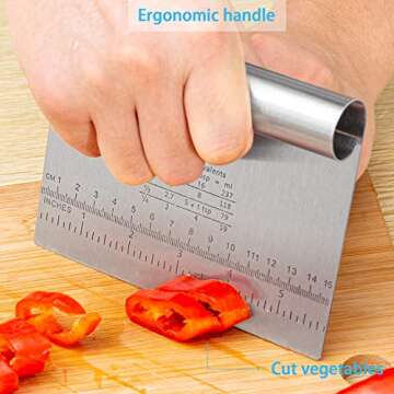 Pro Dough Pastry Scraper/Cutter/Chopper Stainless Steel Mirror Polished with Measuring Scale Multipu...