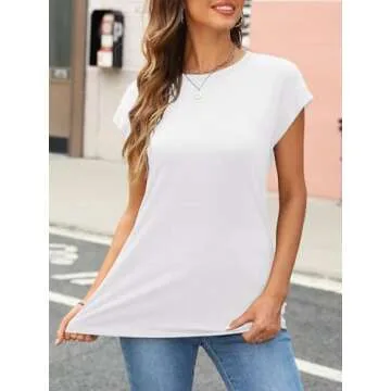 AUTOMET Womens Fashion Tops Summer Outfits Spring T Shirts Business Casual Dressy Plus Size Trendy Workout Clothes 2025 White M