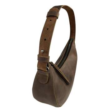 Heather's, Rounded Purse for Women, Waning Crescent Moon Shape Bag, Handbag, Shoulder Bag, Full Grain Leather, Handmade, Bourbon Brown