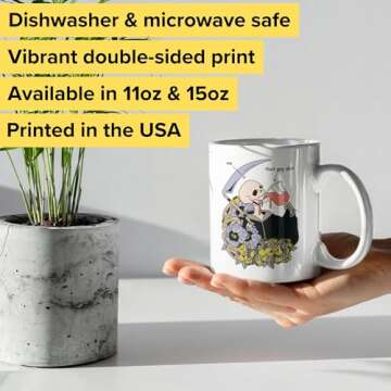 LookHUMAN Halloween Skeleton Mug - Funny Coffee Mugs Adult Humor, Double-Sided Print Ceramic Coffee ...