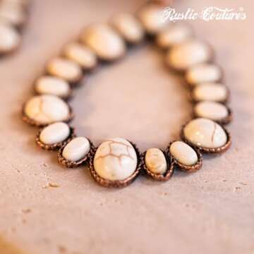 Rustic Couture's Western Turquoise Earrings Jewelry for Women Cowgirl Drop Country Oval Statement Dangle Large Jewelry RCE-1043WT