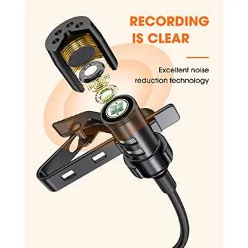 ttstar Lavalier Microphone for iPhone Video Recording with Long Cord Lapel Mic for iPhone Omni Wired Clip-On Mic Recording for YouTube Vlog 16.4ft
