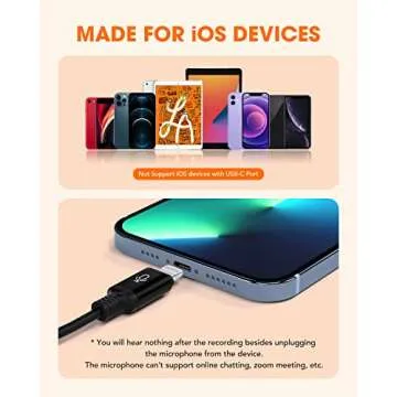 ttstar Lavalier Microphone for iPhone Video Recording with Long Cord Lapel Mic for iPhone Omni Wired Clip-On Mic Recording for YouTube Vlog 16.4ft