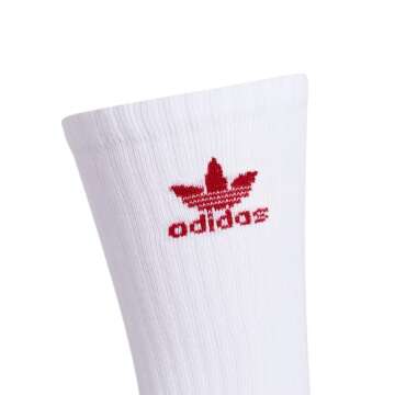 adidas Originals Kids-Boy's/Girl's Trefoil Cushioned Crew Socks (6-Pair), White/Better Scarlet/Black, Large