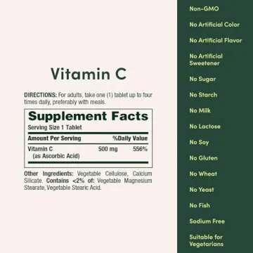 Nature's Bounty Vitamin C for Immune Health, 500mg, 250 Tablets