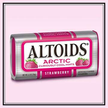 ALTOIDS Arctic Strawberry Breath Mints Hard Candy Bulk, 1.2 oz Tin (Pack of 8)