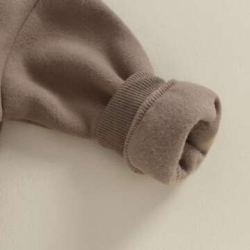 Baby Boy Girl Fleece Sweatshirt Romper Solid Color Long Sleeve Sweater Bubble Onesie Warm Fall Winter Clothes (Brown, 12-18 Months)