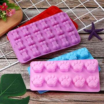 Puppy Dog Paw Bone Silicone Mold, Baking Mold, Used for Jelly, Candy, Chocolate,Ice Cube, Can Bake Dog Snack Biscuits