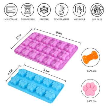 Puppy Dog Paw Bone Silicone Mold, Baking Mold, Used for Jelly, Candy, Chocolate,Ice Cube, Can Bake Dog Snack Biscuits