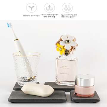 NiuYichee 2 PCS Bathroom Sink Vanity Trays(6.3 * 3.15inch), Diatomaceous Earth Coasters, Kitchen Soa...